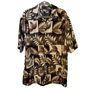 Premier Mens Sz L Green  Floral Short Sleeve Button Down Hawaiian Shirt